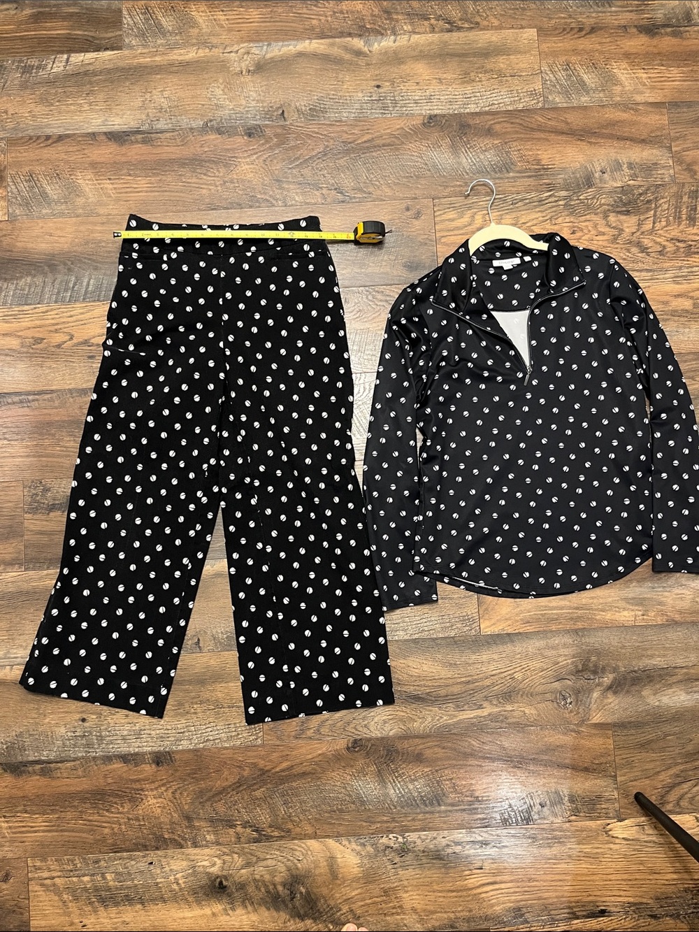 Chico's Black Wide-Leg Polka Dot Pants